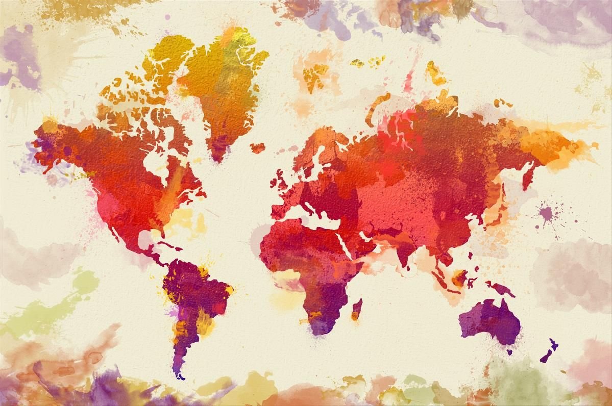 Карта мира акварель