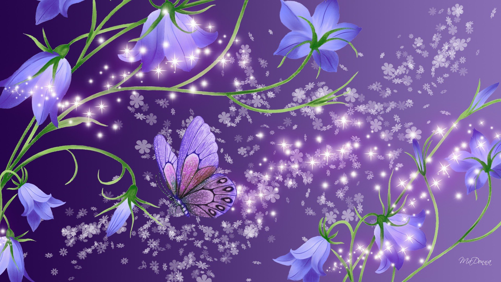 Красивый фон с бабочками и цветами