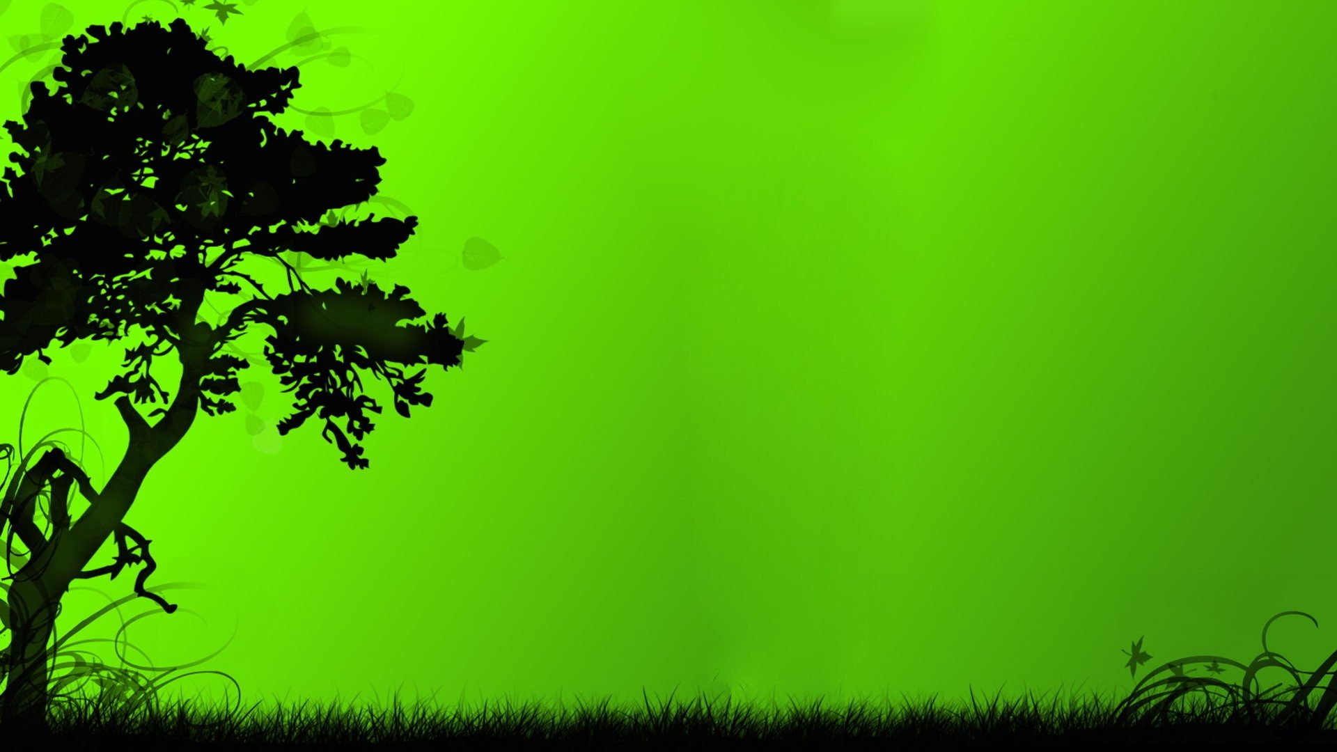 Дерево на зелёном фоне