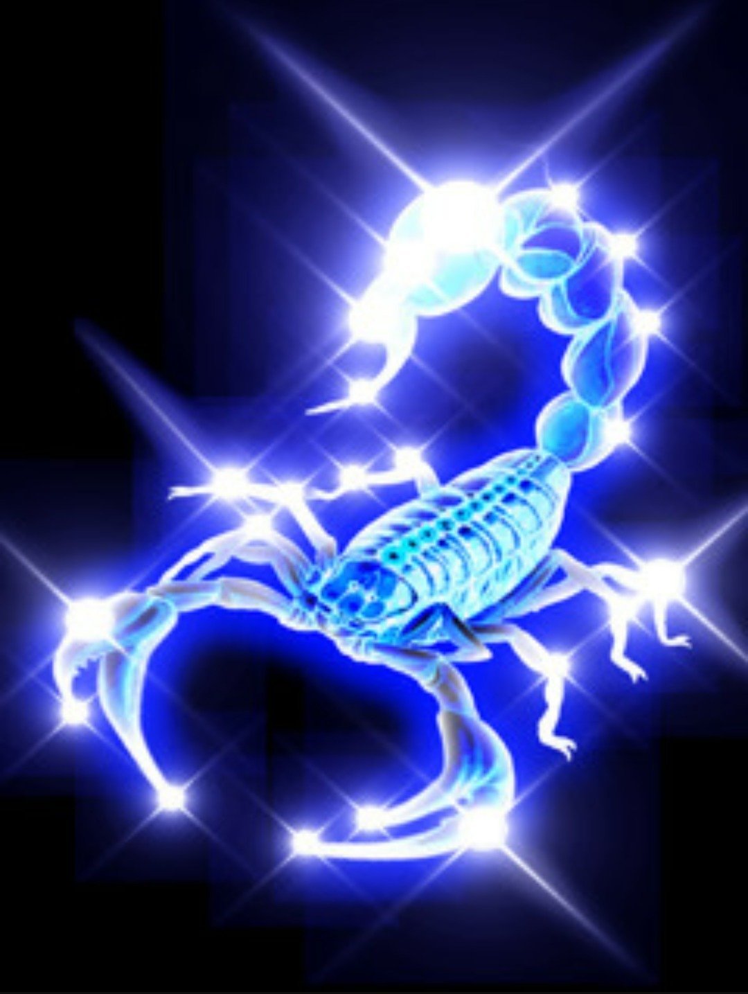 Скорпион арт на синем фоне