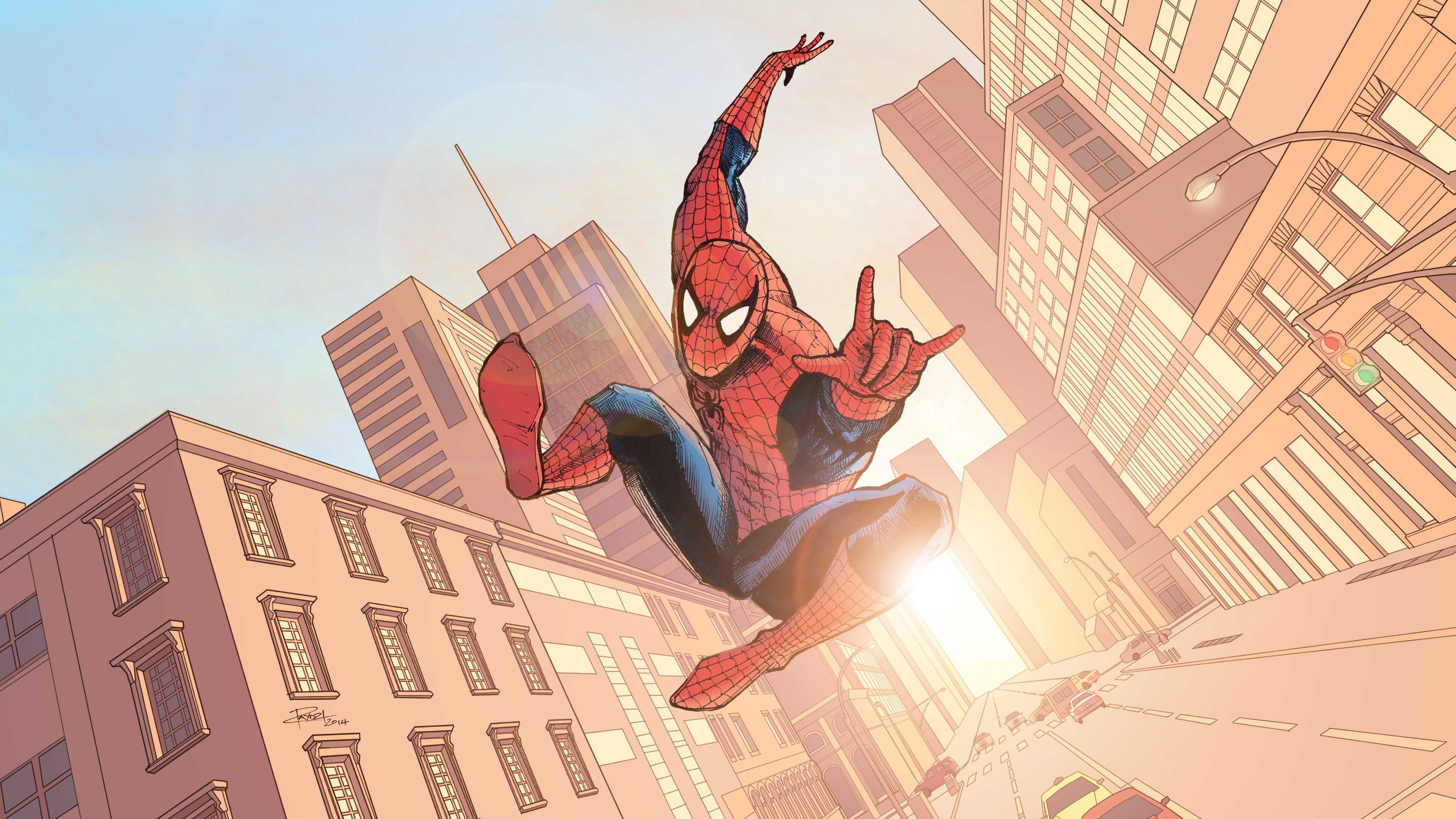 Человек паук комикс город