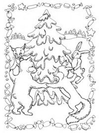 Раскраска хоровод вокруг елки