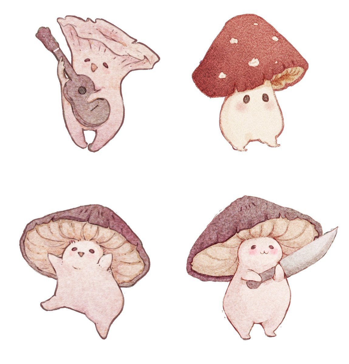 Милые грибочки для срисовки