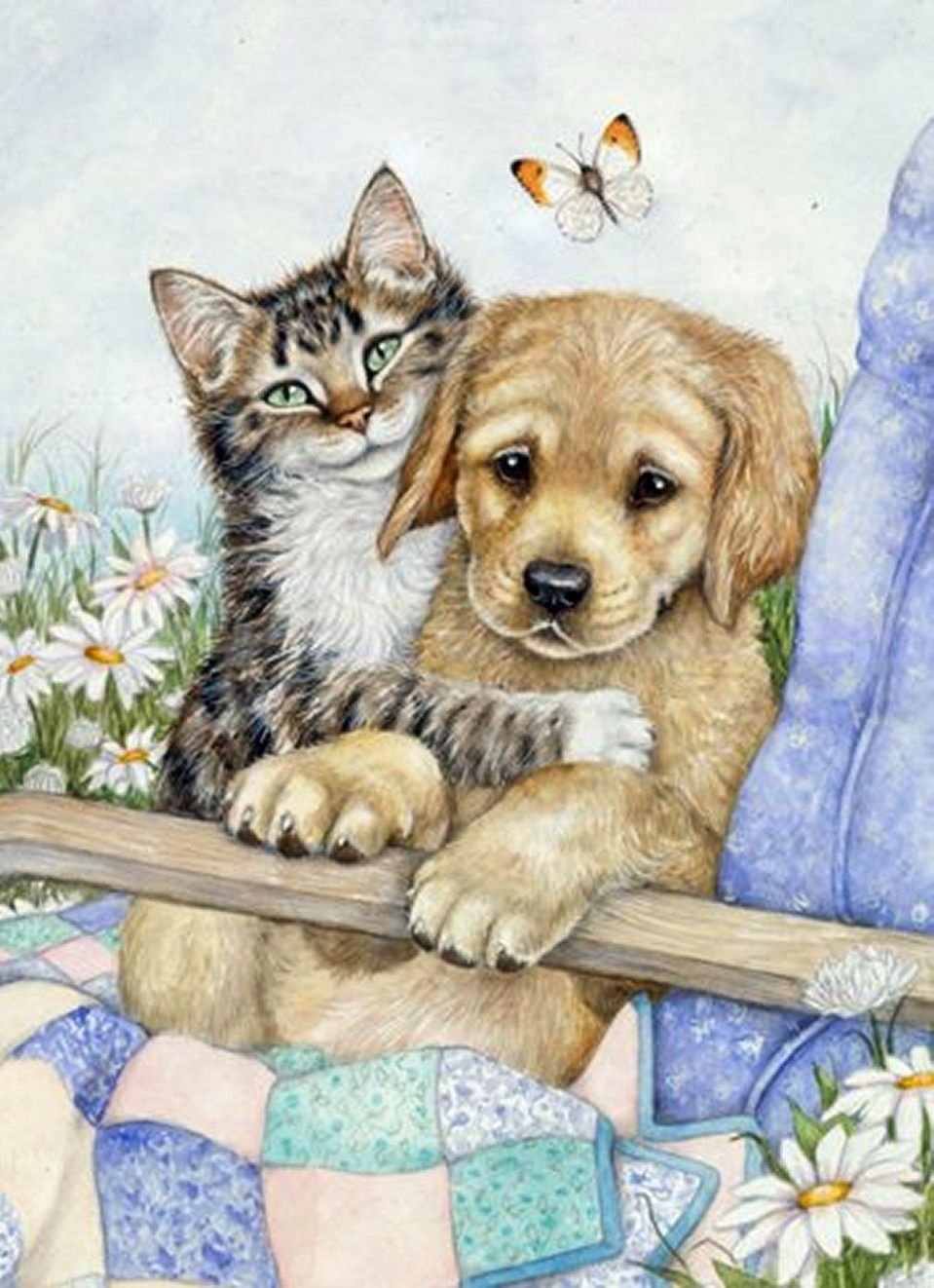 Картина котик и собачка