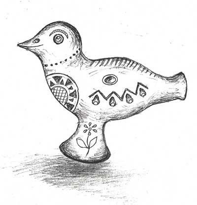 Зарисовка деревянных народных игрушек