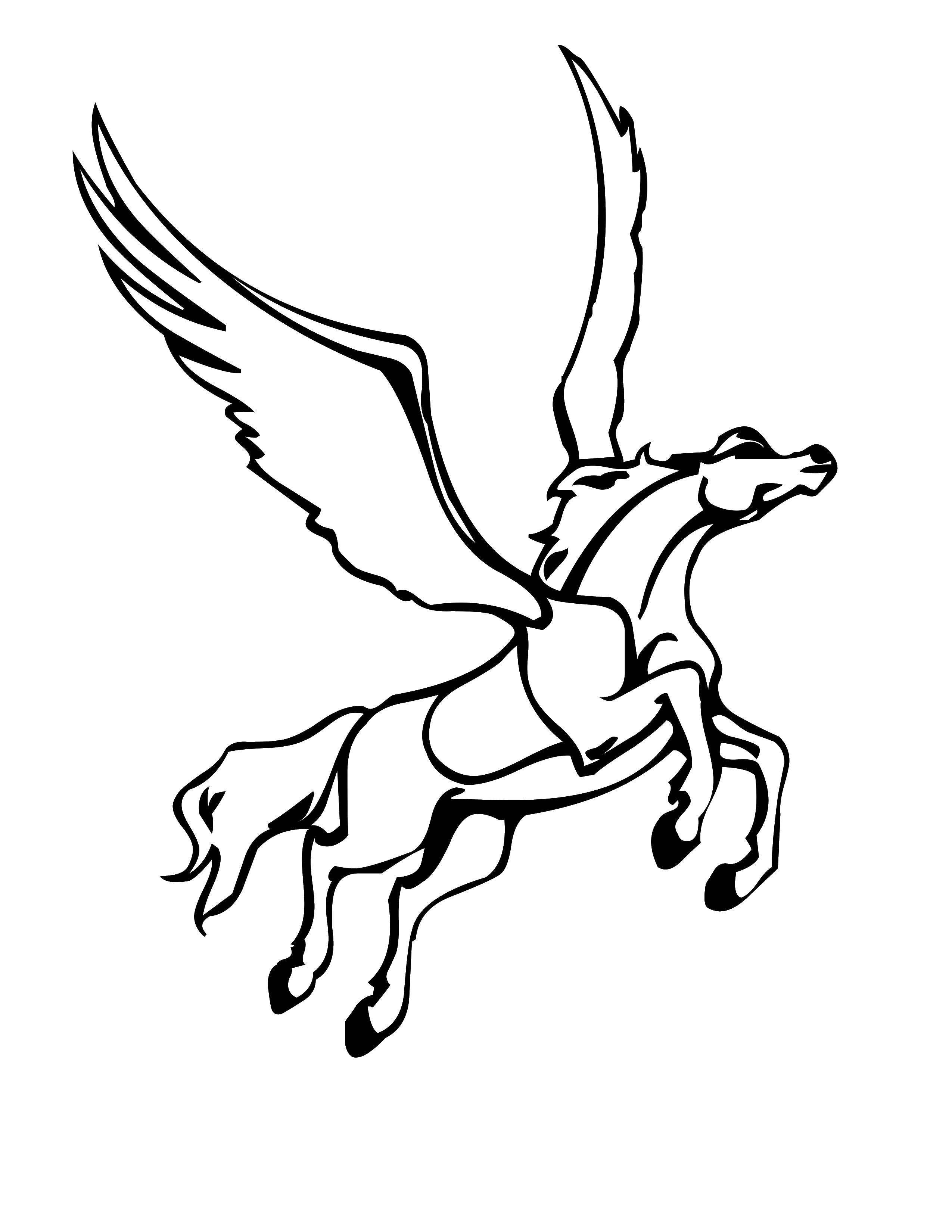 Раскраска лошадь с крыльями