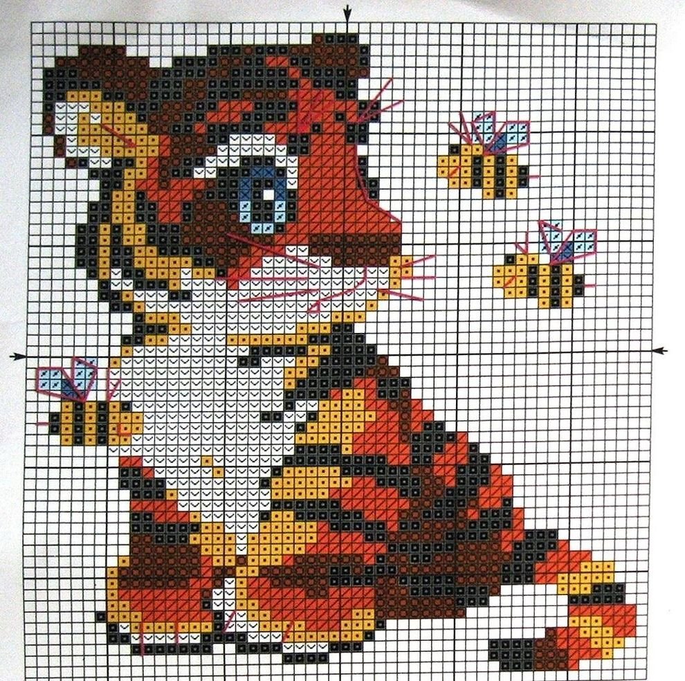 Схема вышивания крестиком тигренка для детей