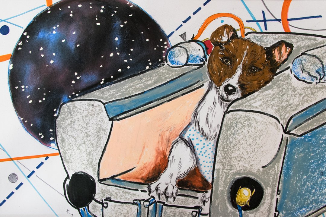 Белка и стрелка рисунок для детей. Первая собака космонавт лайка. Собака лайка в космосе. Собаки космонавты лайка белка и стрелка. Лайка в космосе для детей.