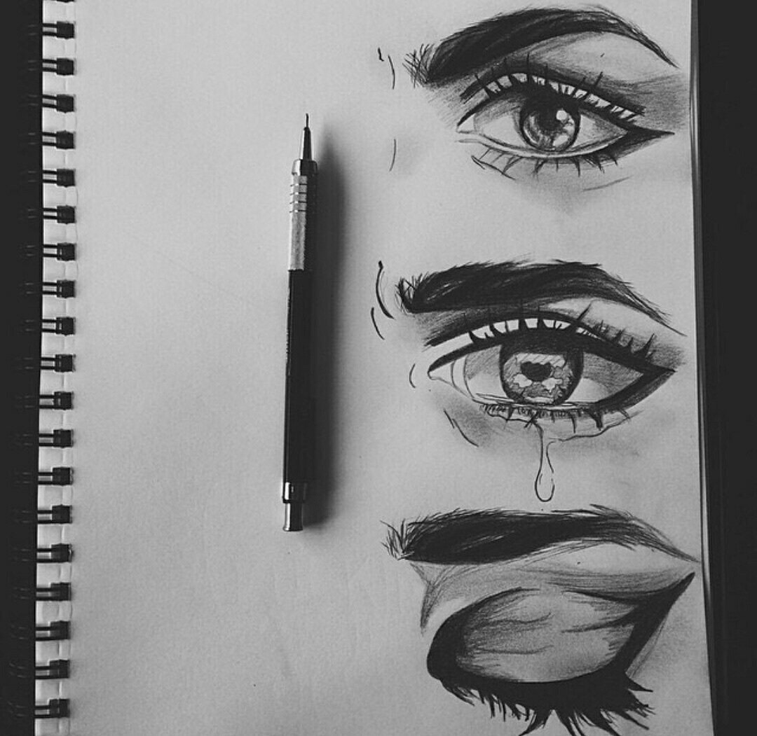 Рисунки для срисовки чёрной ручкой глаза
