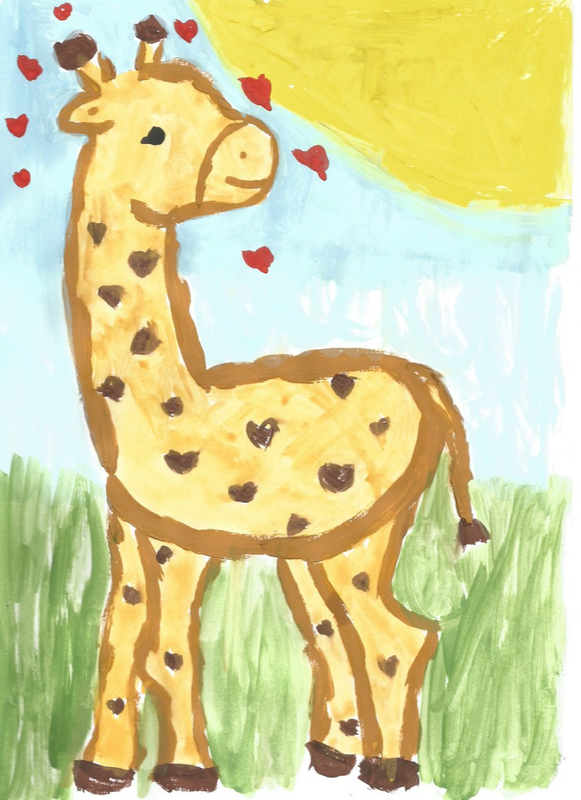 Детские рисунки. Жираф рисунок. Жираф красками для детей. Рисование жирафа в детском саду. Рисовать любимое животное