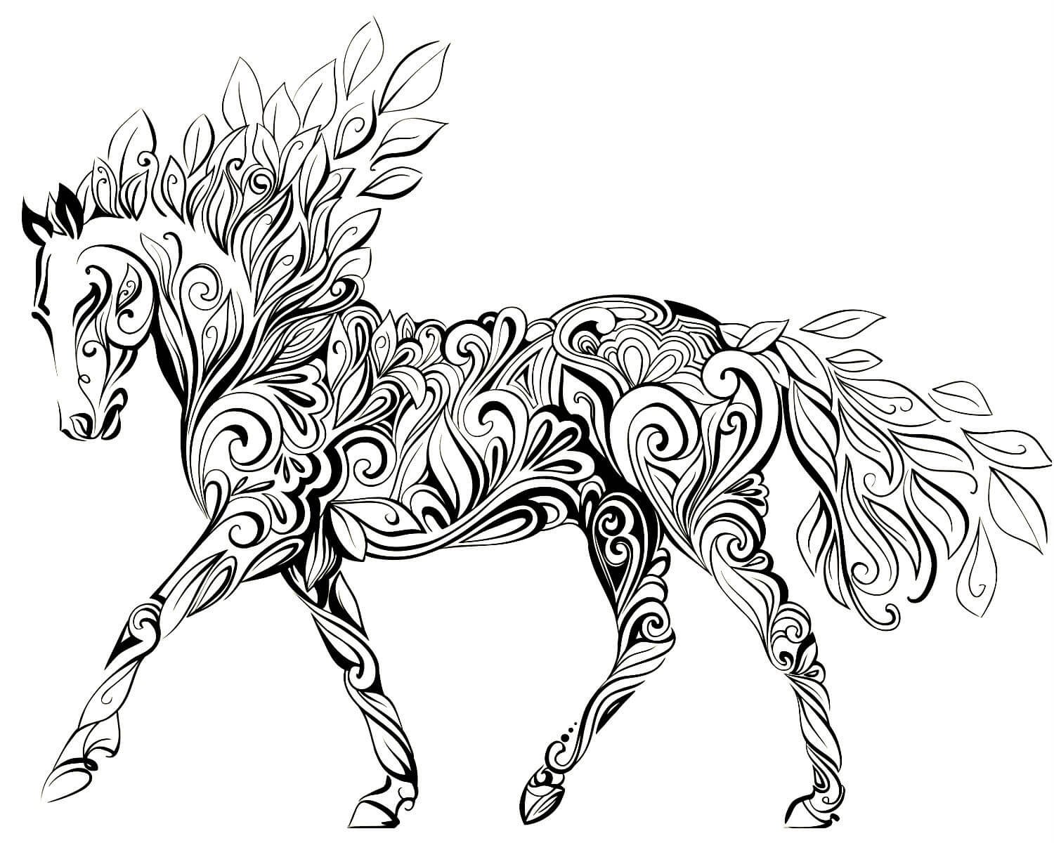Раскраска лошадь с узорами