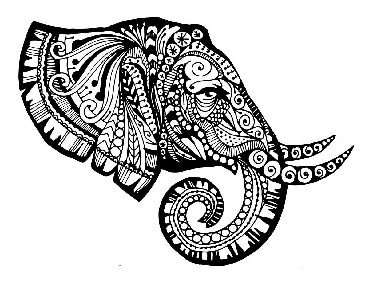 Слон в стиле Зентангл