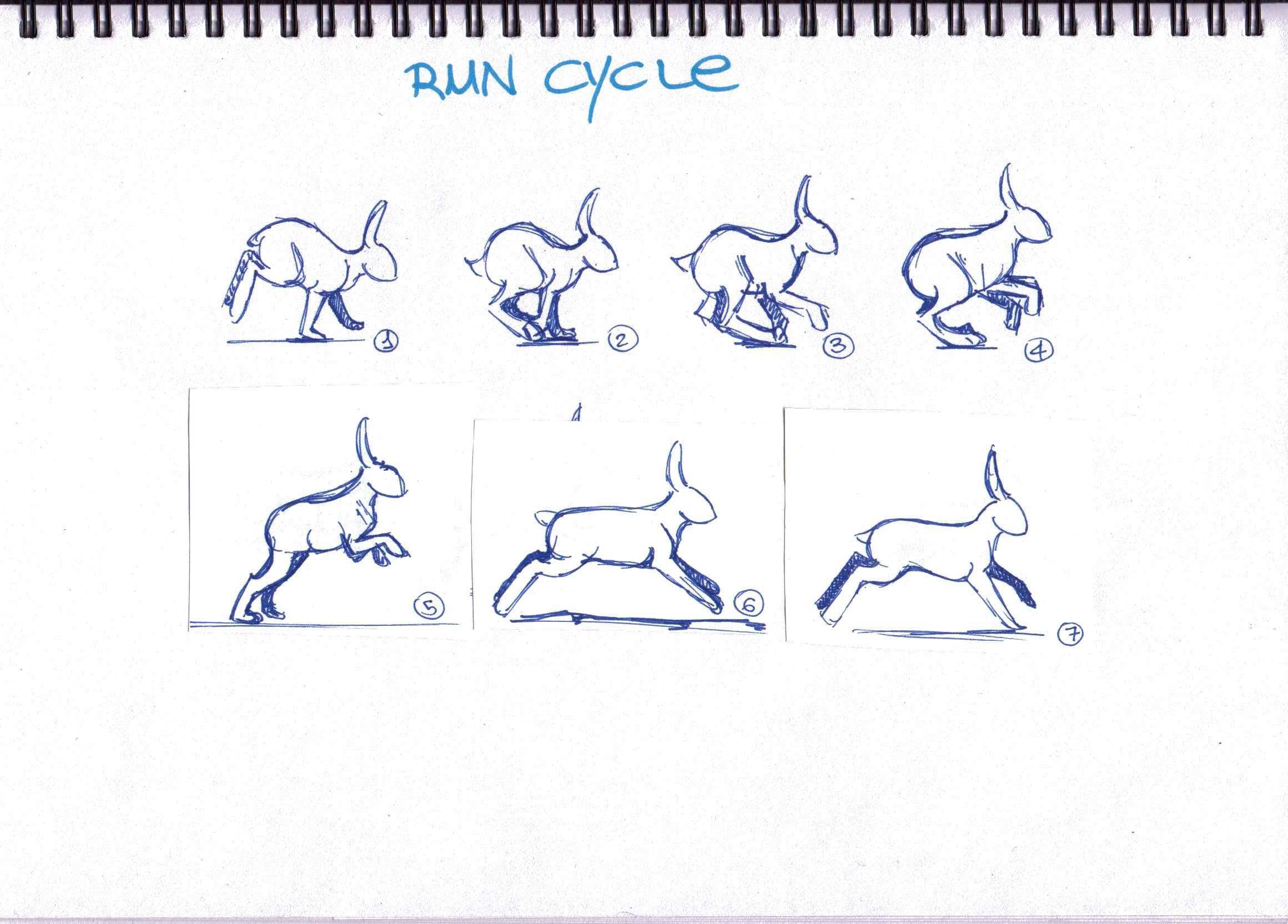 Рисование кролика в движении