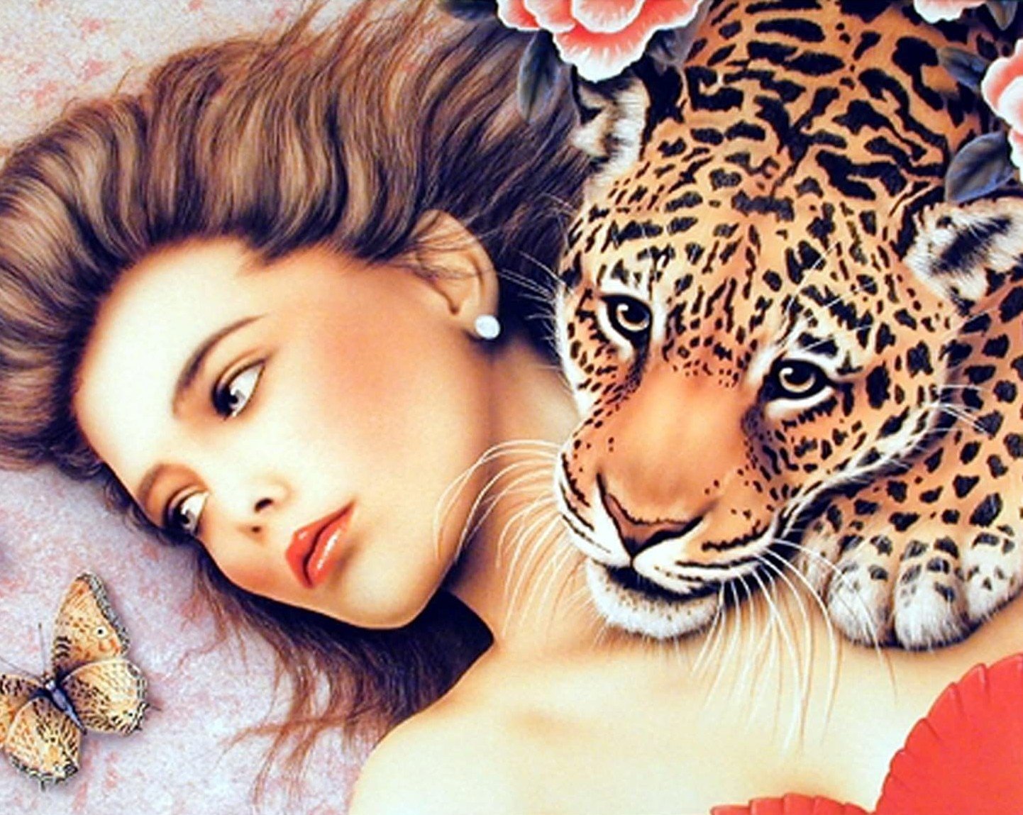 Девушка и леопард
