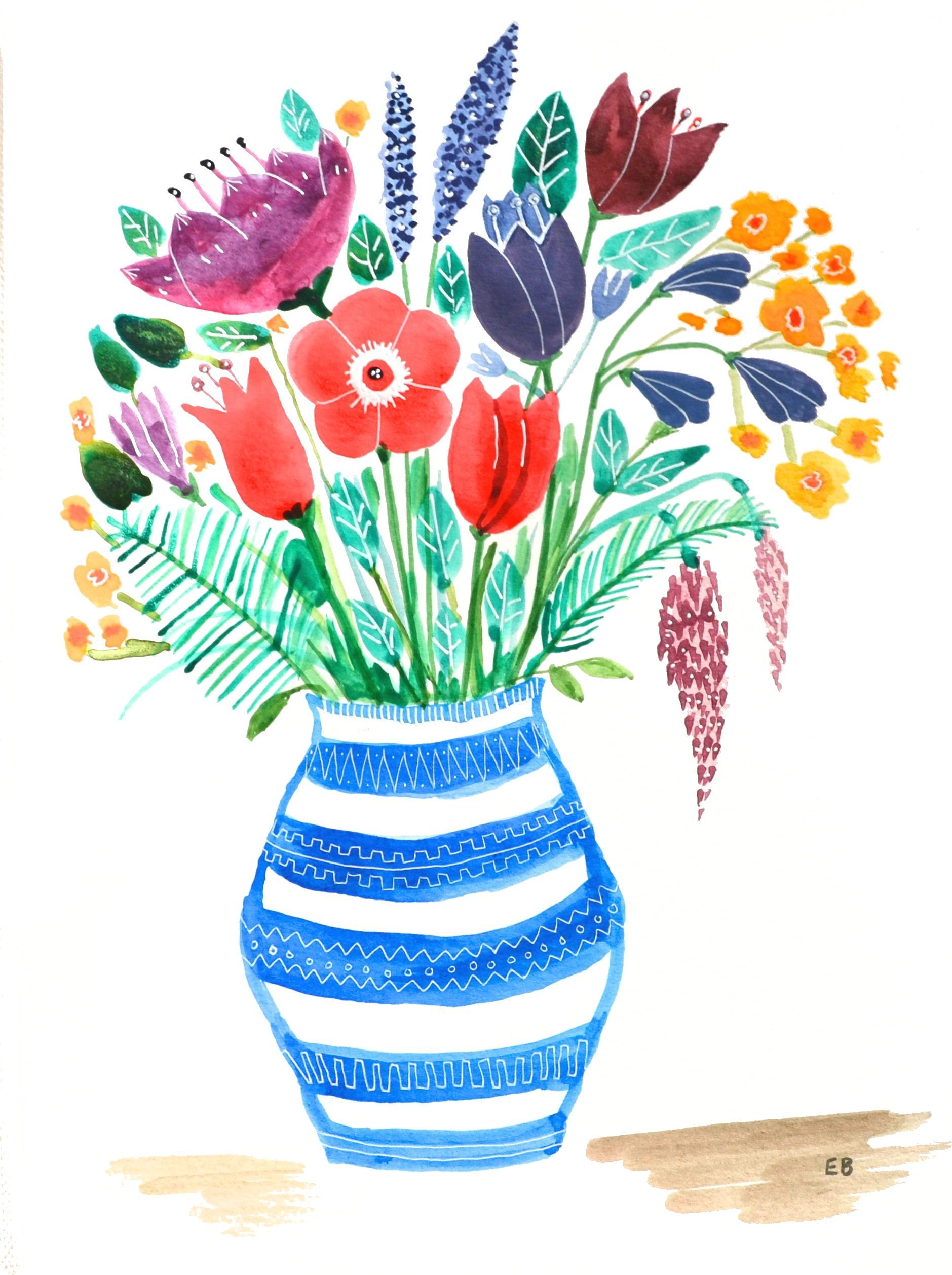 Рисование для детей ваза с цветами