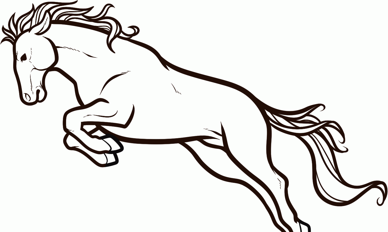 Раскраска лошадь в прыжке