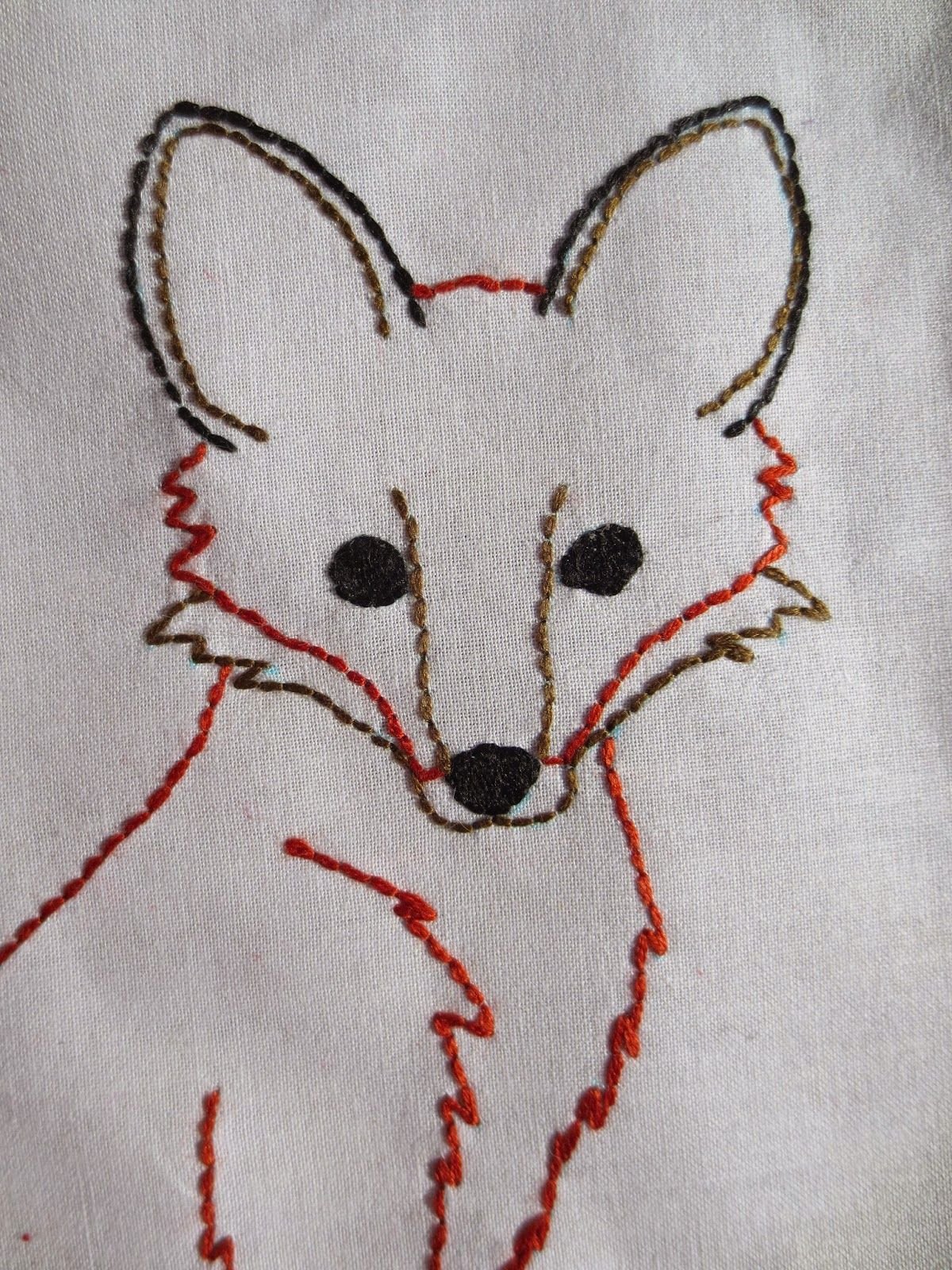 Вышивка лисы тамбурным швом