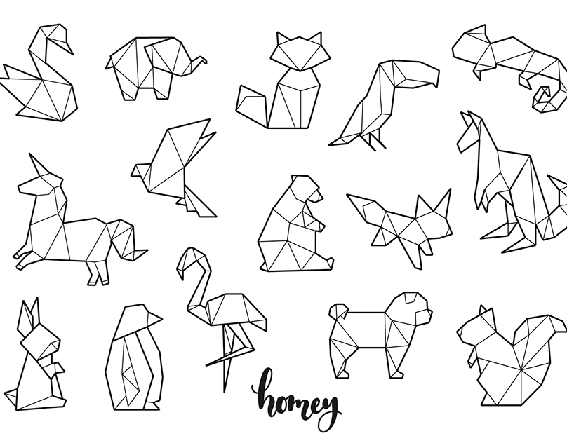 Оригами рисунок. Геометрические животные простые. Оригами фигурки животных. Геометрические рисунки животных. Животные фигурки из оригами легко.