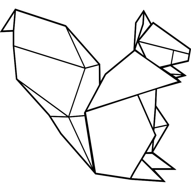 Оригами. Геометрические фигуры животных. Фигурки животных из геометрических фигур. Раскраска оригами.
