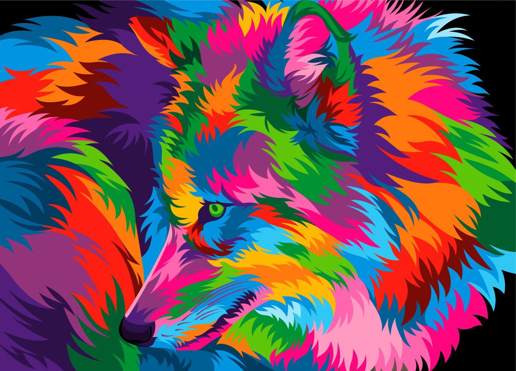 Разноцветный волк