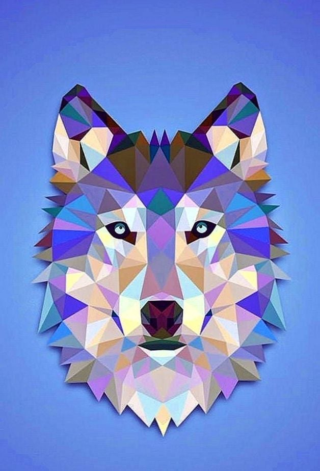 Животные треугольниками. Животные в геометрическом стиле. Геометрический волк. Стилизованное изображение волка.
