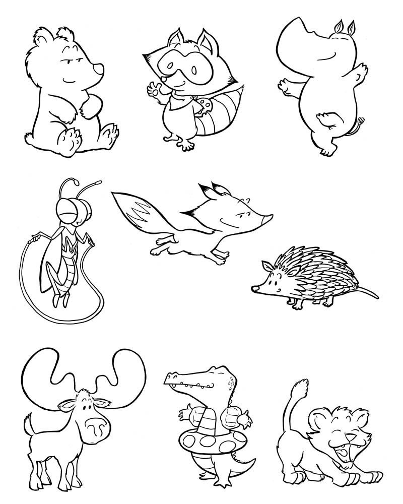 Контур рисунки животных