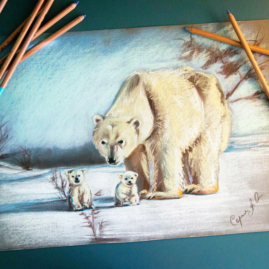 Рисунки животных пастелью