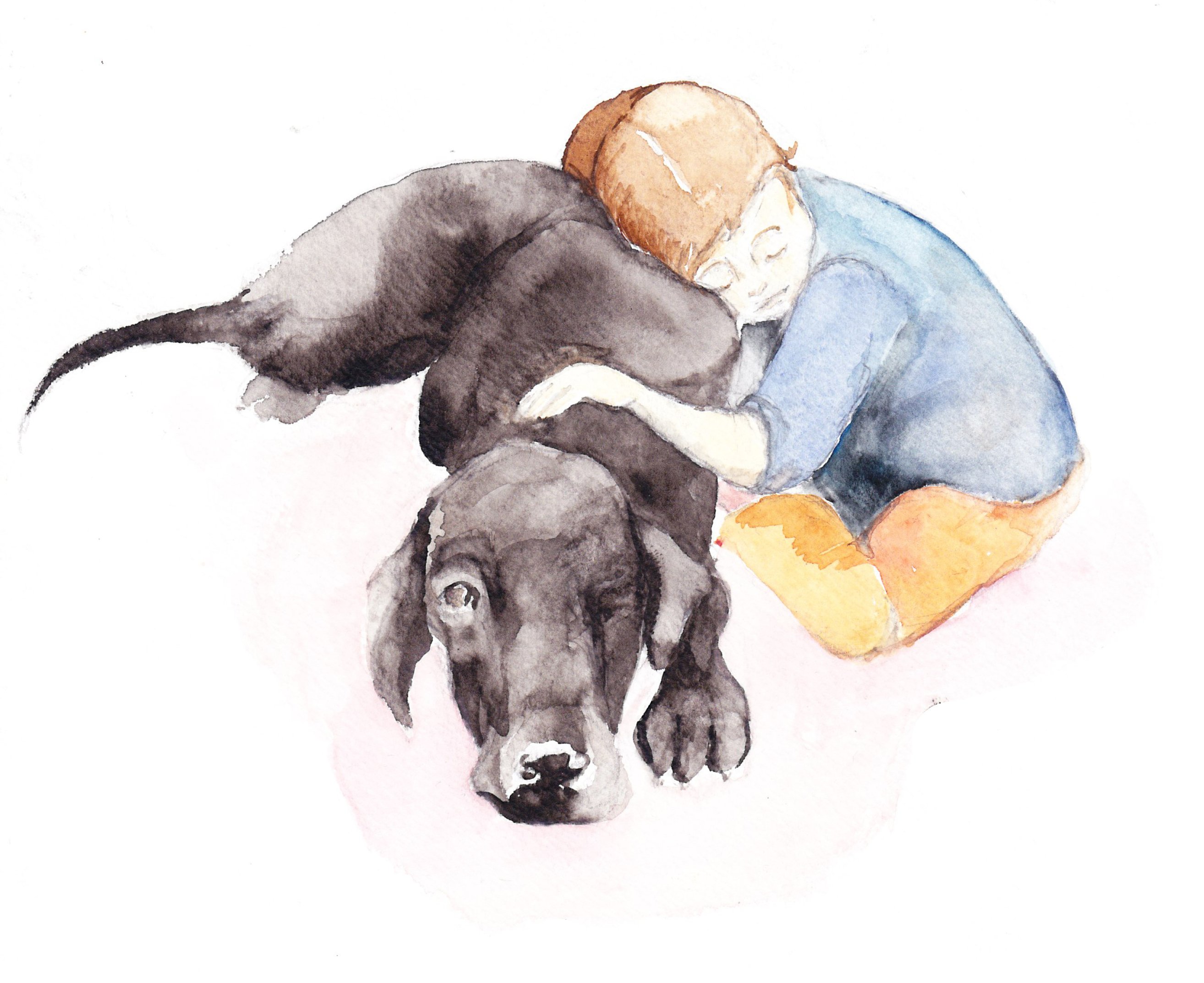 Мальчик с собакой иллюстрация