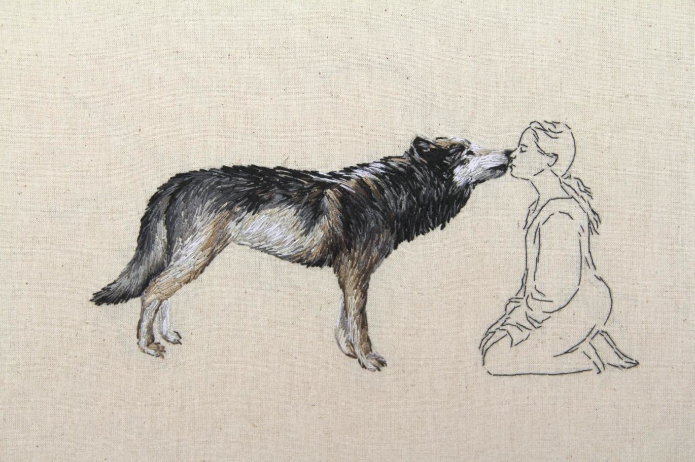 Зарисовка собака и человек