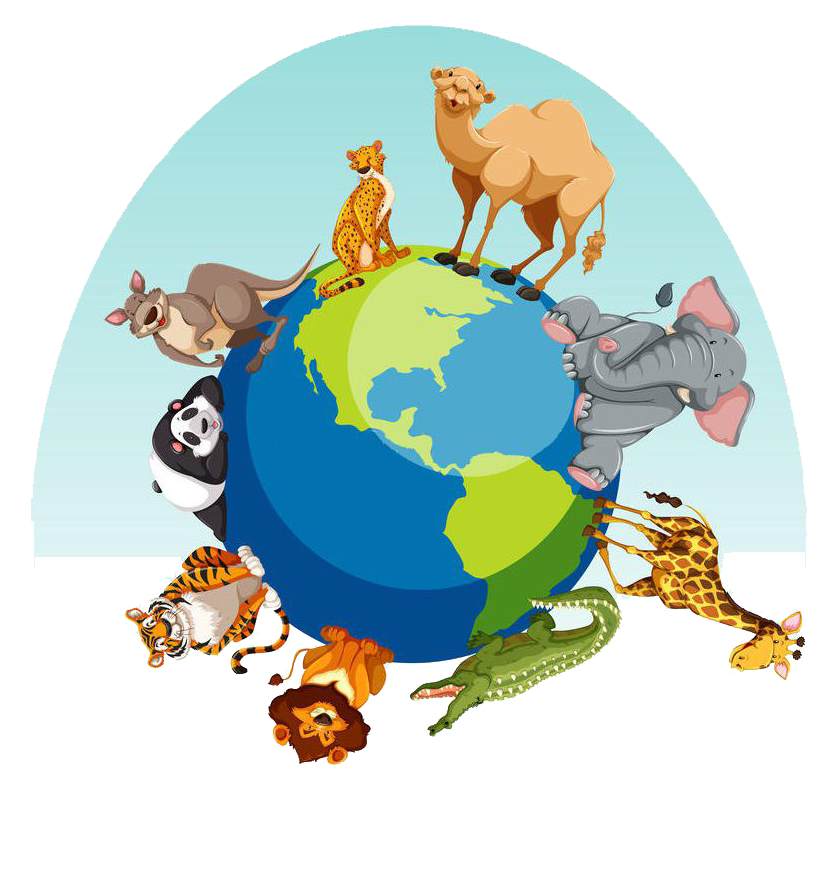 Животные вокруг планеты. Планета земля с животными. Земной шар с животными.