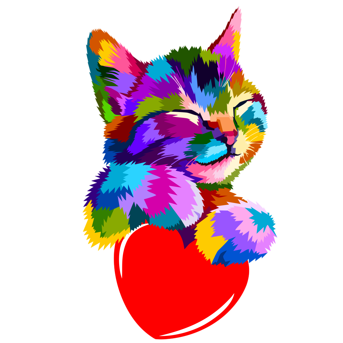 Включи котенок лайков. Разноцветный кот. Кошки в стиле поп-арт. Котик лайк. Likee кот.