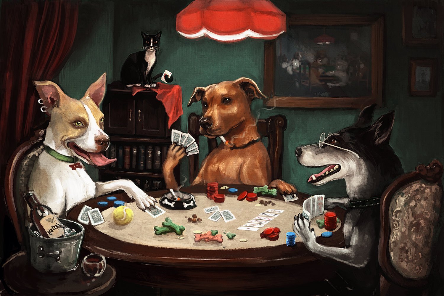 Кассиус Кулидж собаки играющие в Покер оригинал