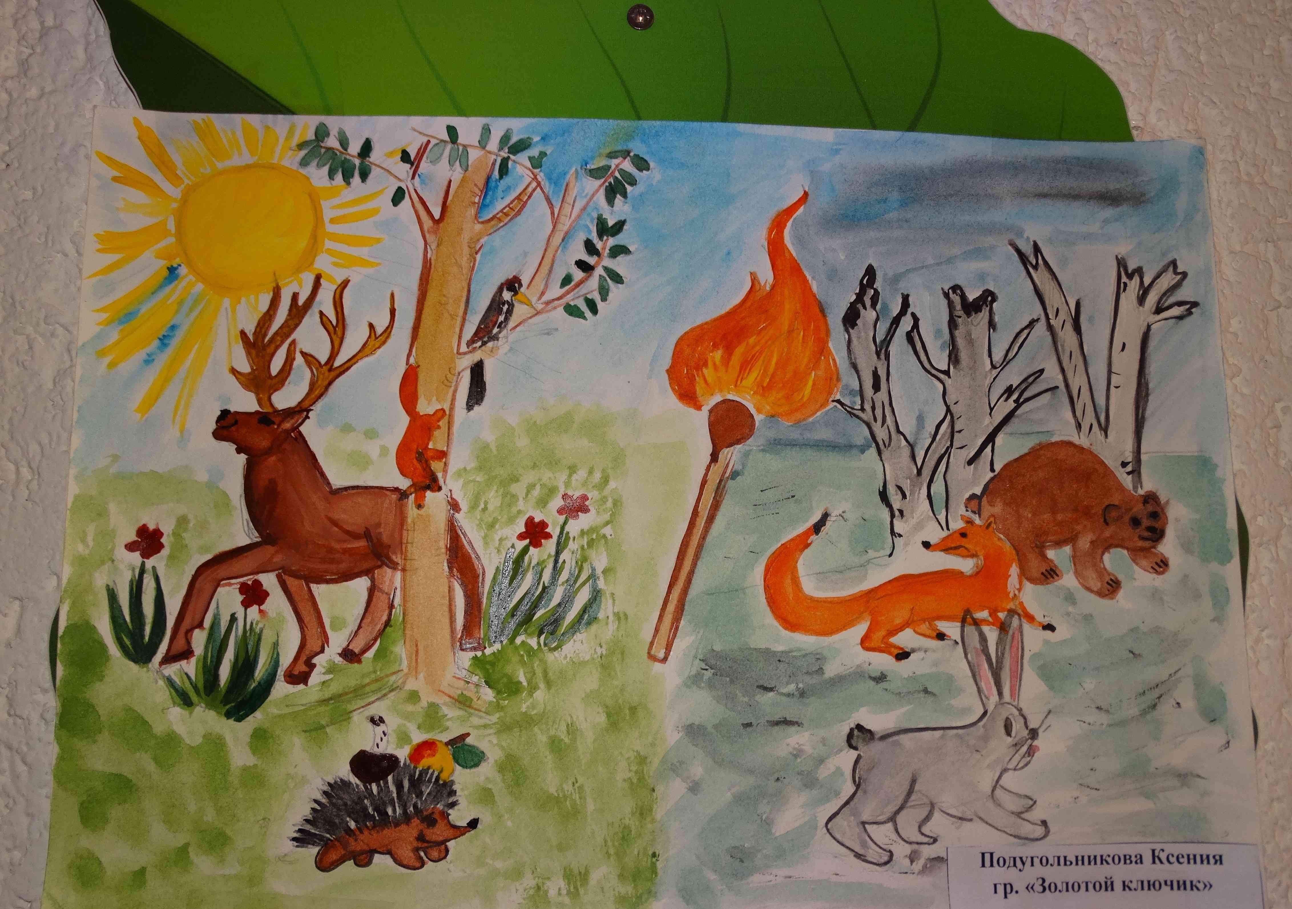 Берегите лес от пожара рисунки для детей