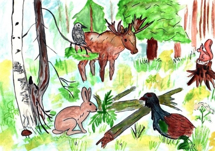 Голос леса для детей. Рисунок леса с животными. Рисунок на тему лес. Рисунки на тему природа и животные. Животные в лесу для детей.