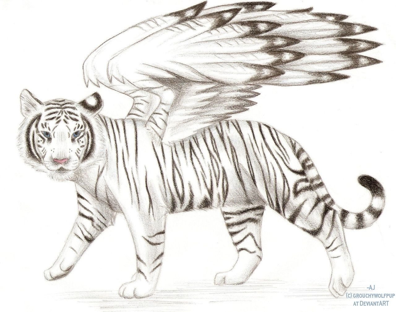 Белый тигр с крыльями