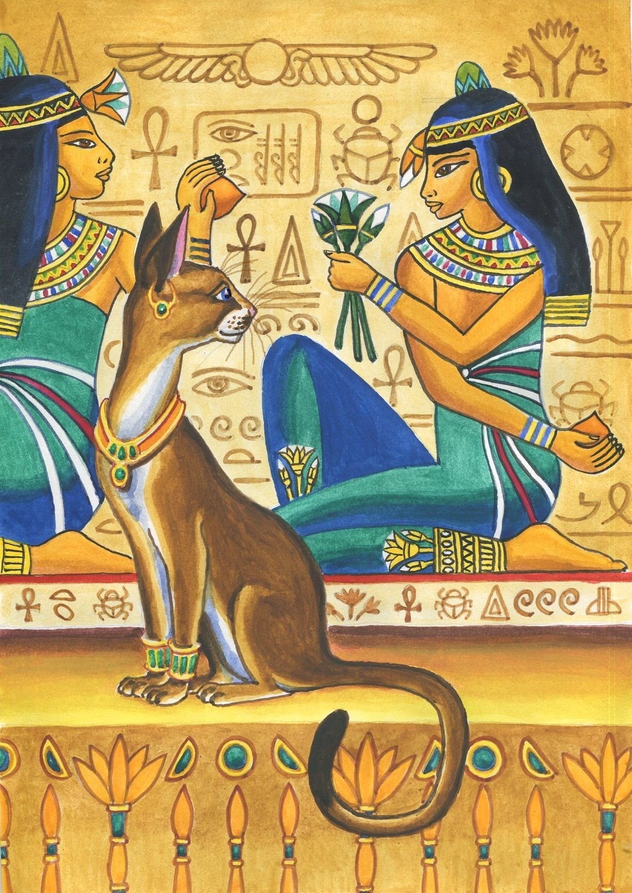 Священные животные древнего Египта фреска