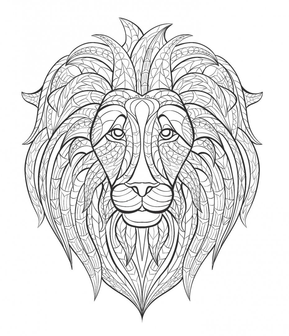 Раскраска Мандала животных Лев
