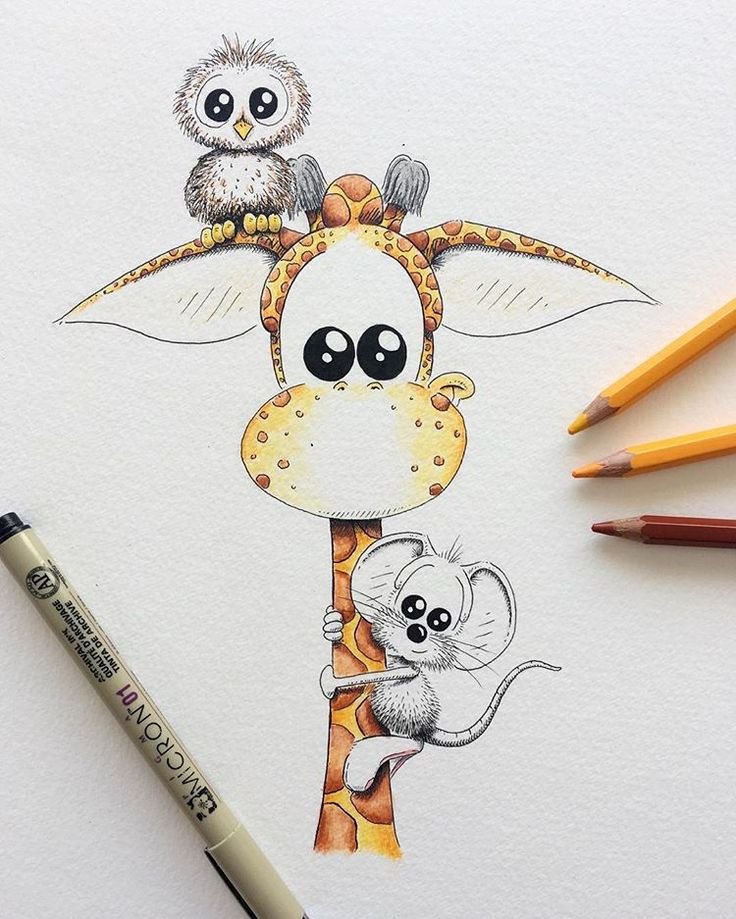 Смешные животные рисунки карандашом