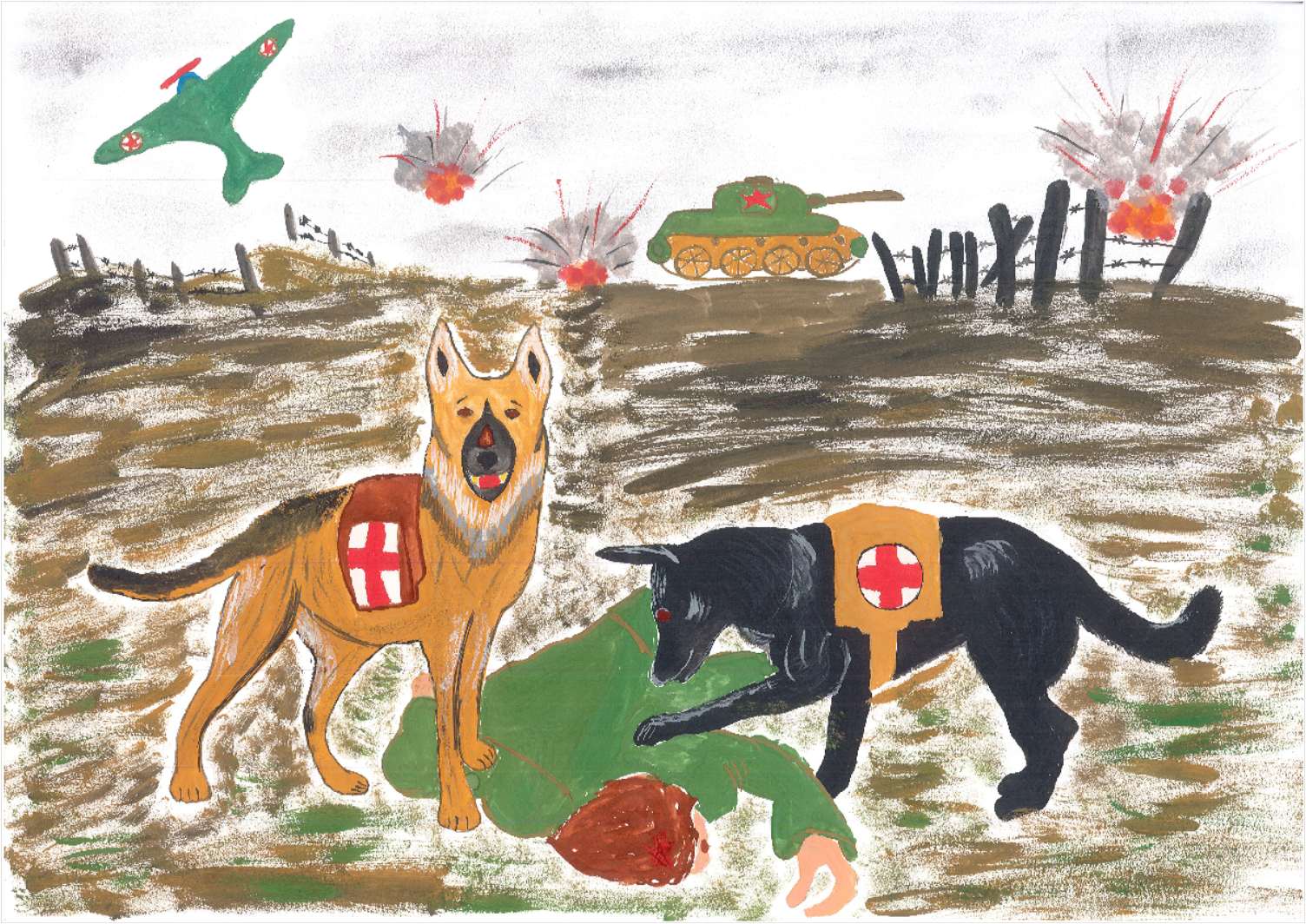 Рисунки животные на войне. Собаки герои Великой Отечественной войны рисунки. Собака санитар. Собаки санитары на войне для детей. Собака на войне рисунок детский.