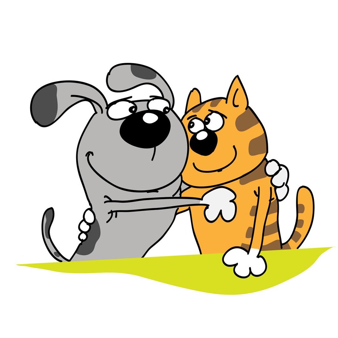 Забавные рисунки кошек и собак