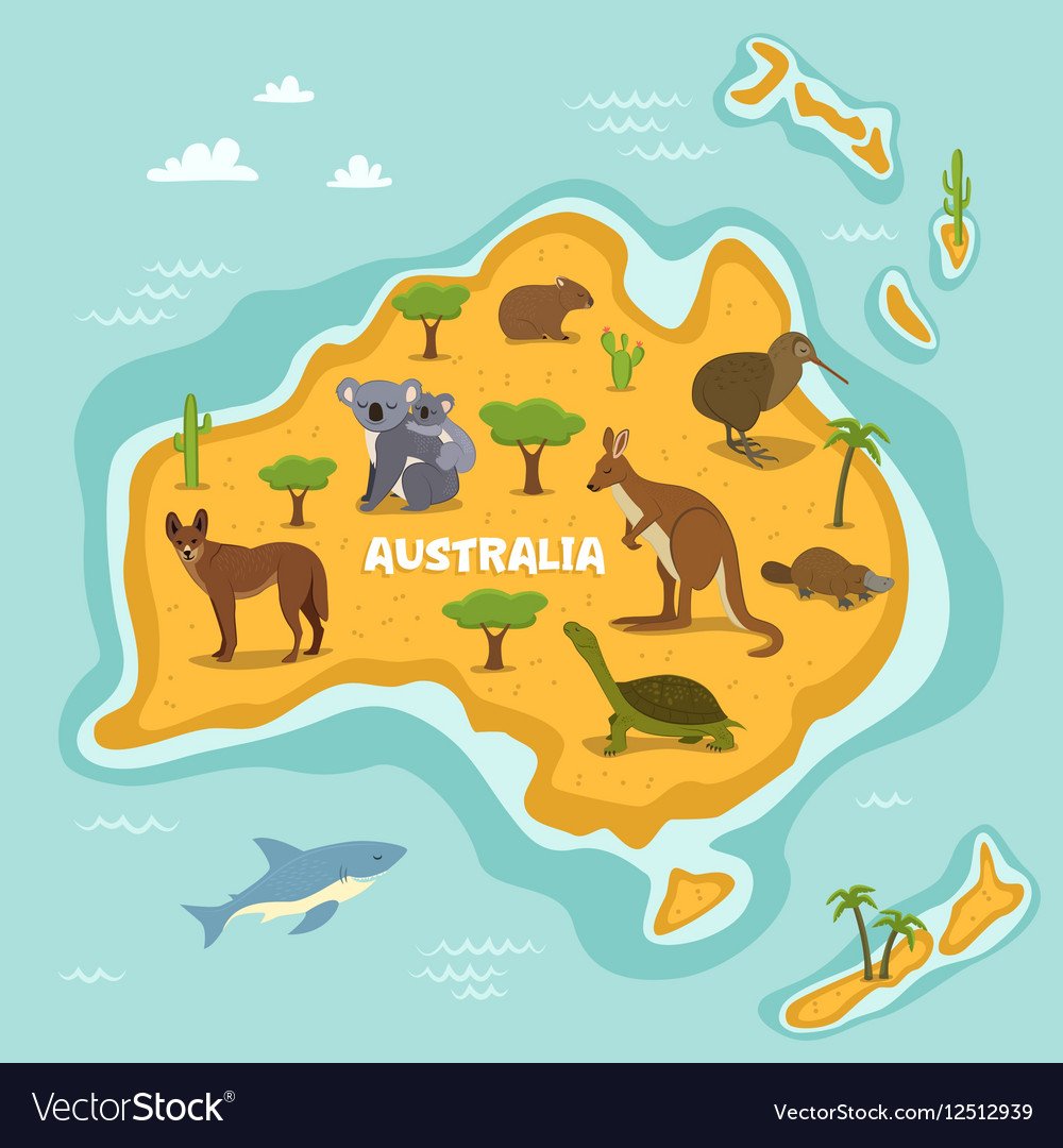 Животные Австралии карта для детей