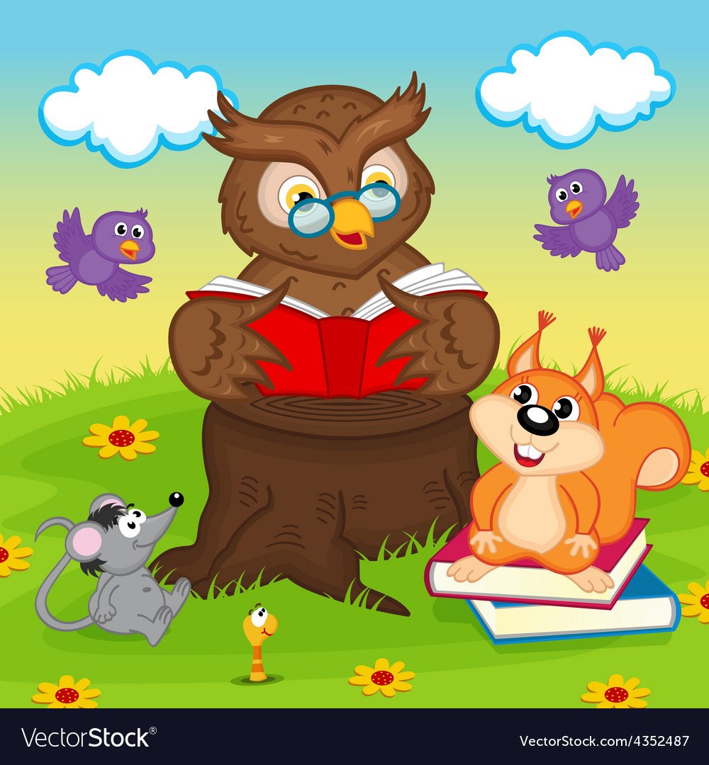 Животные с книжкой для детей