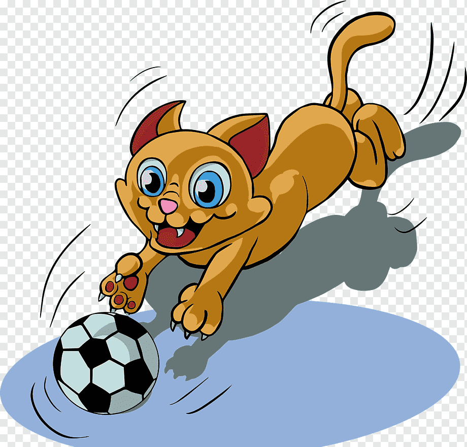 Кошка с мячиком мультяшка