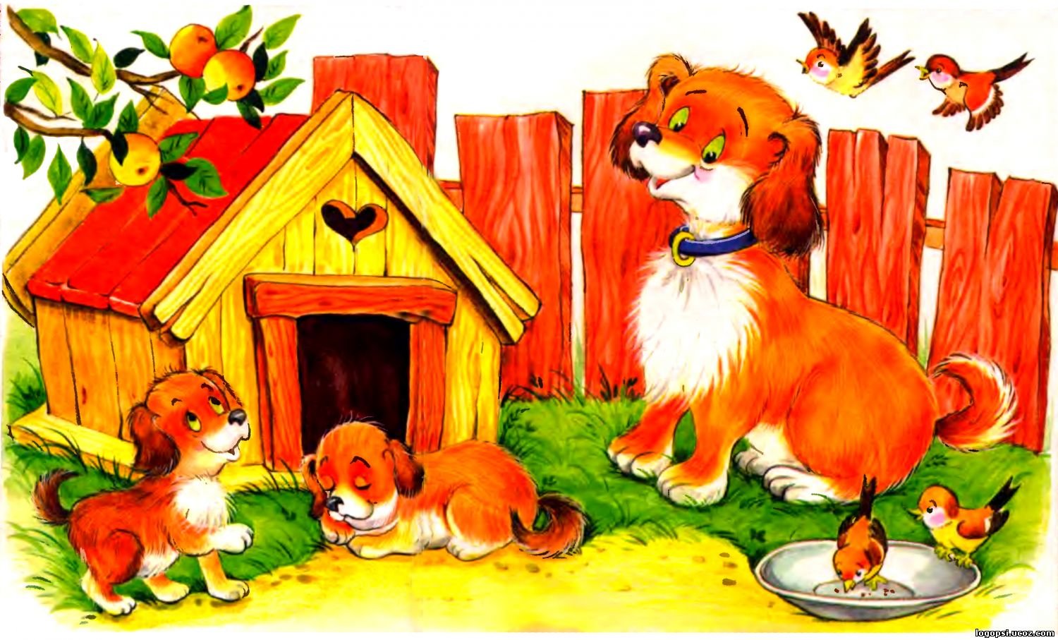 Собака со щенятами картина для детского сада