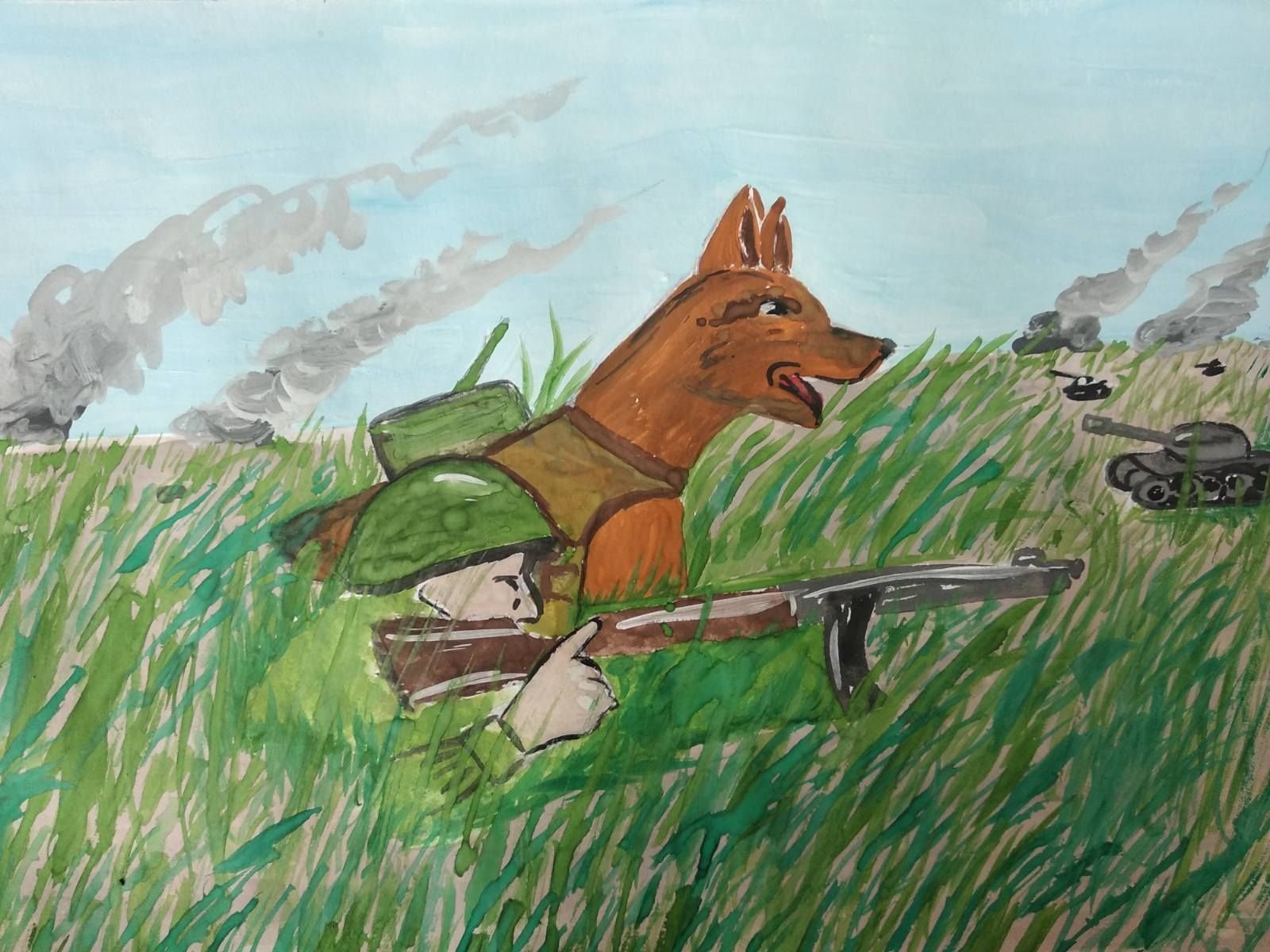 Рисование пёс на войне
