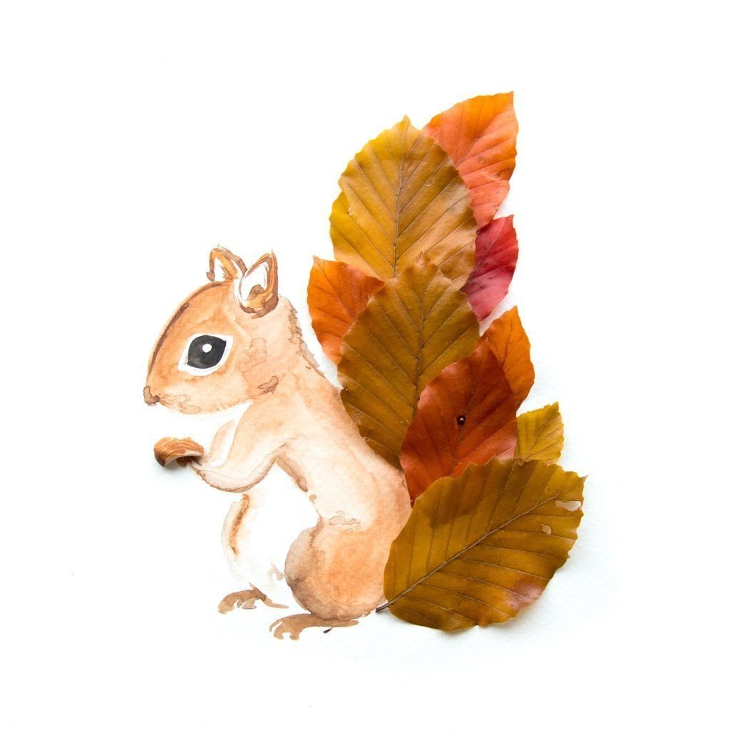 Животные из осенних листьев