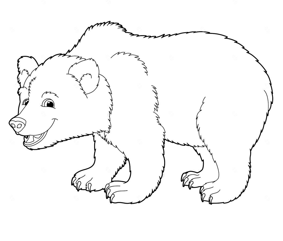 Раскраска Дикие животные медведь для детей
