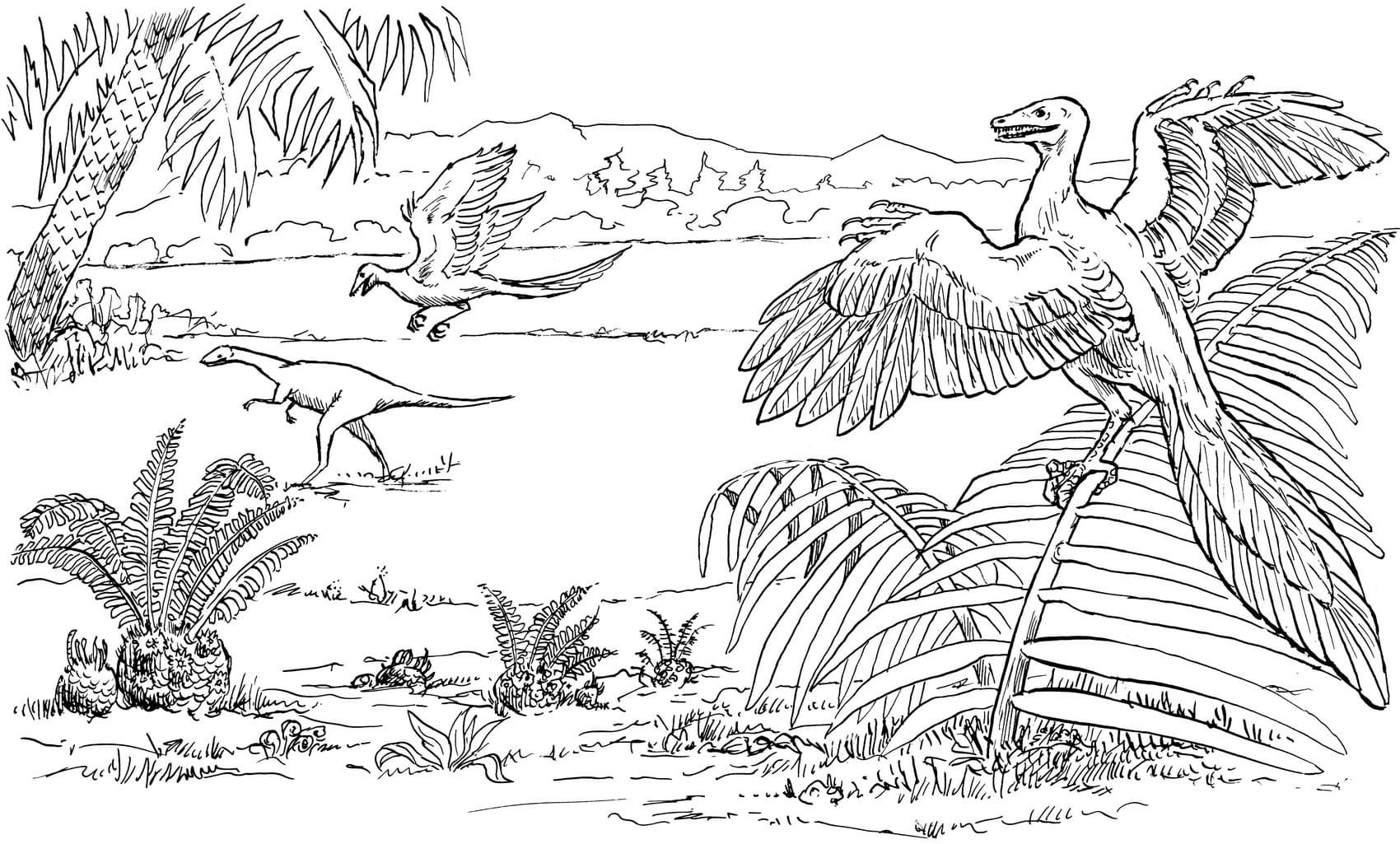 Раскраска динозавр Археоптерикс