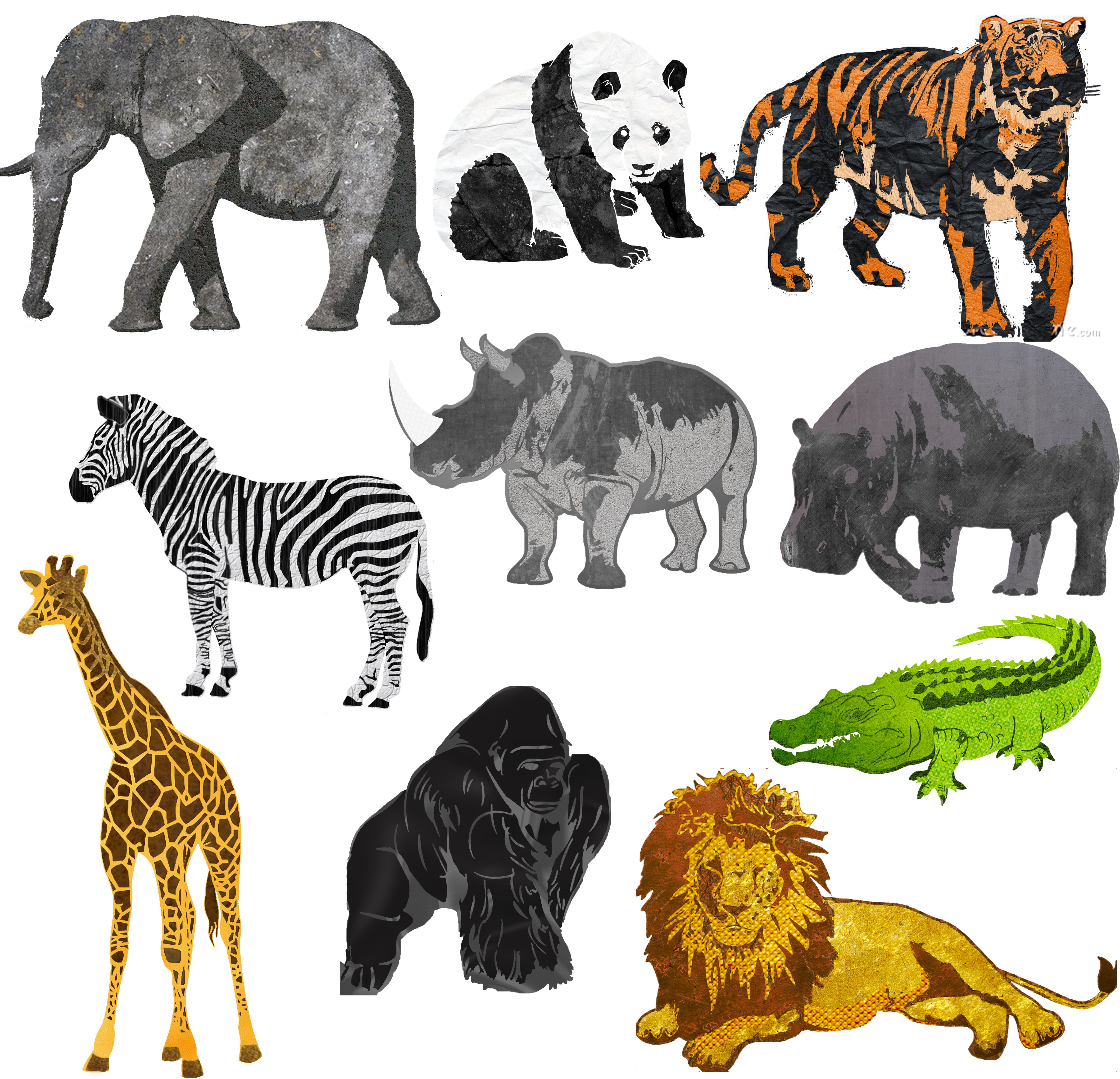 Девять животных. Африканские животные. Животные Африки для детей. Множество животных. Рисунки животных для детей цветные.