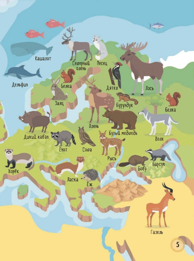Кто живет в евразии. Карта России с животными. Животный мир Европы. Животные Евразии для детей. Карта обитания животный.
